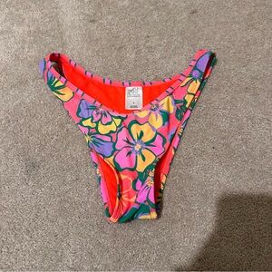 wild fable Neon Floral High-Rise Bikini Bottom in Pink & Orange